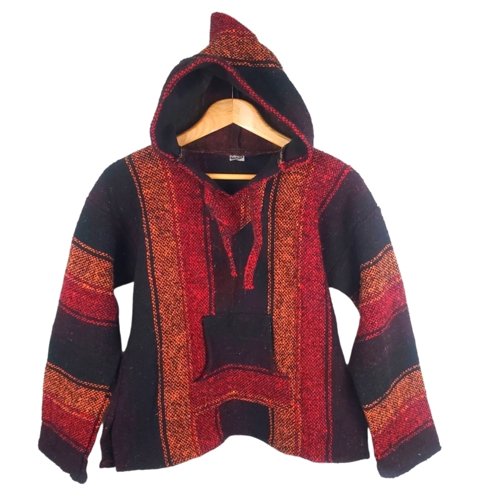 Men's Black and Red Baja Hoodie. SM.